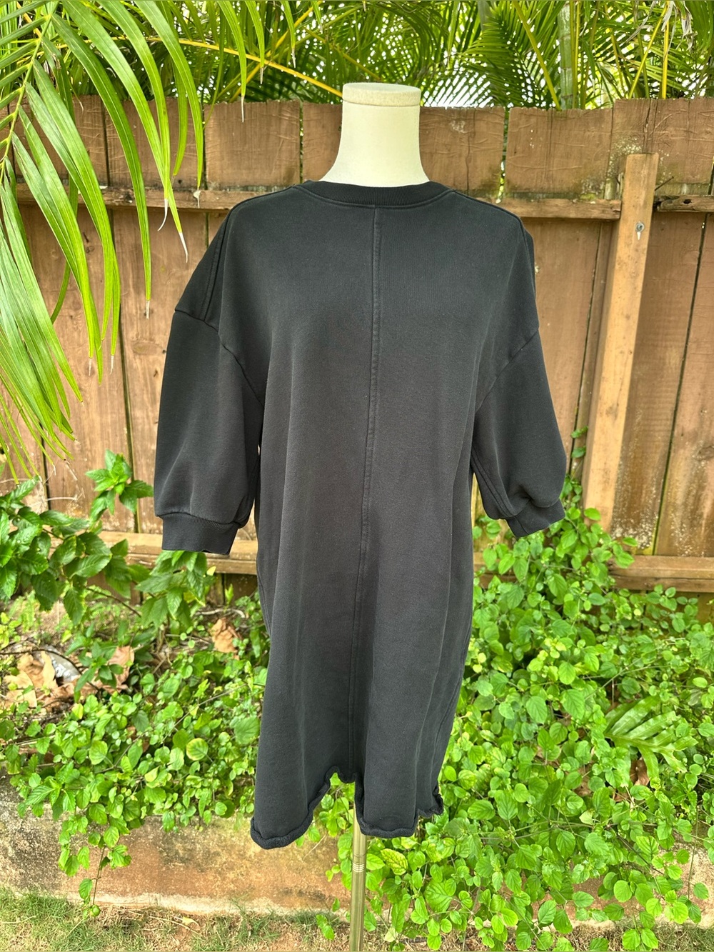 Everlane Black Organic Cotton Puff Sleeve Sweatshirt Dress Size S